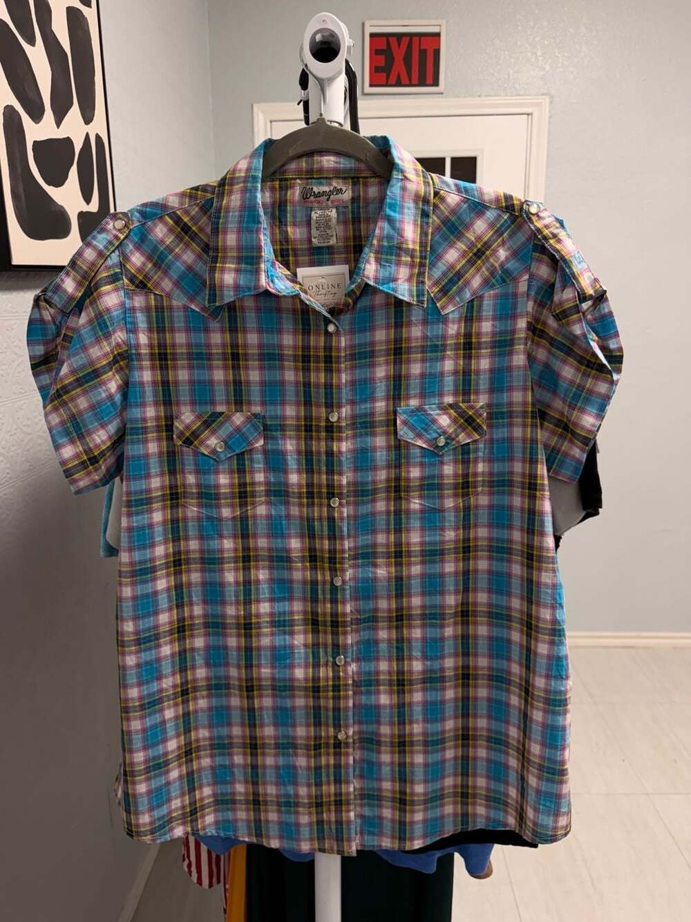 Wrangler Wrancher Plaid Western Snap Shirt XL